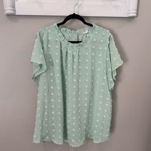 Chic Soul 3XL Mint Swiss Dot Blouse